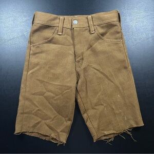 Vintage 60s 70s Farah Cut Off Shorts Brown Corduroy Kids Youth Boys Distress